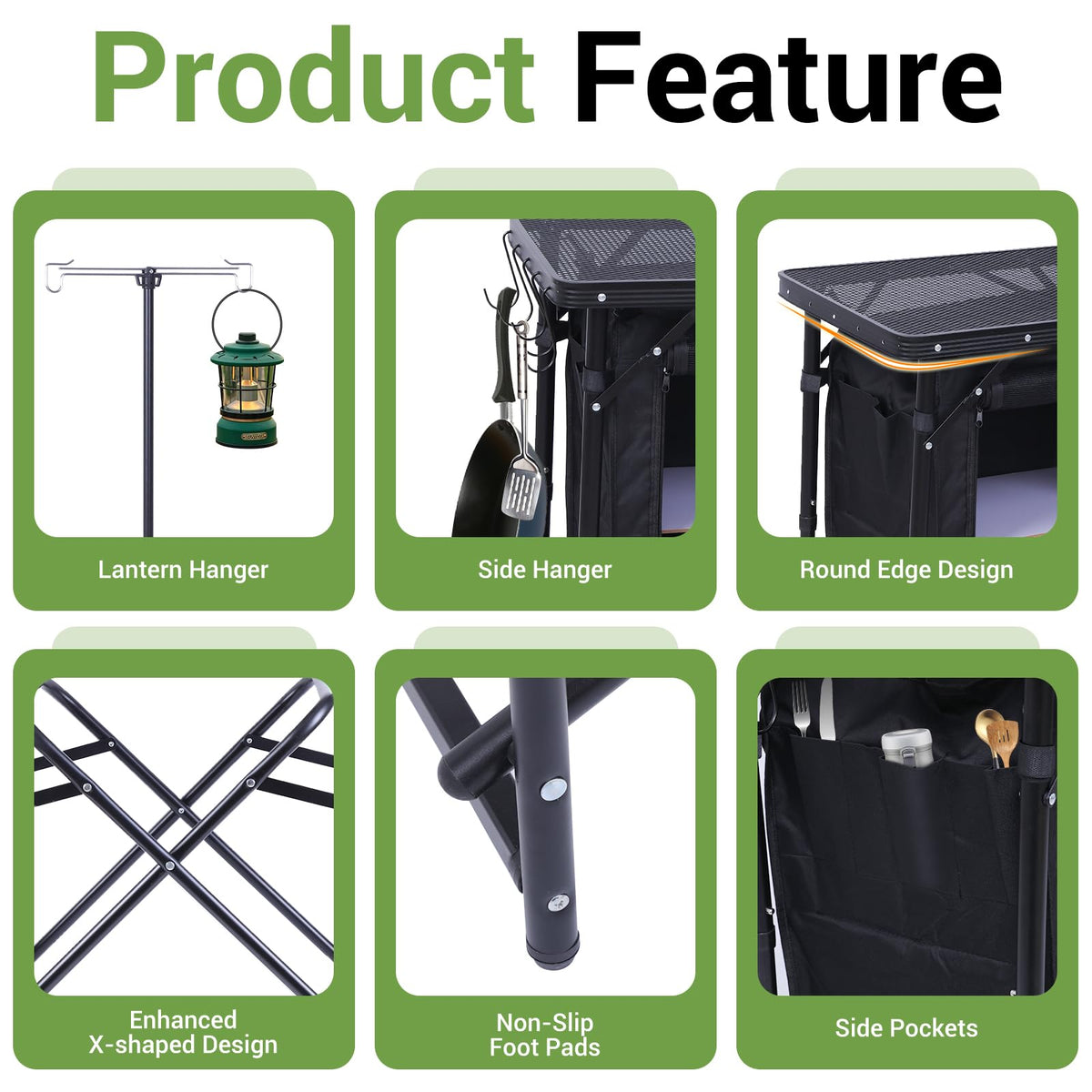 Black Portable Folding Camping Table Y11863