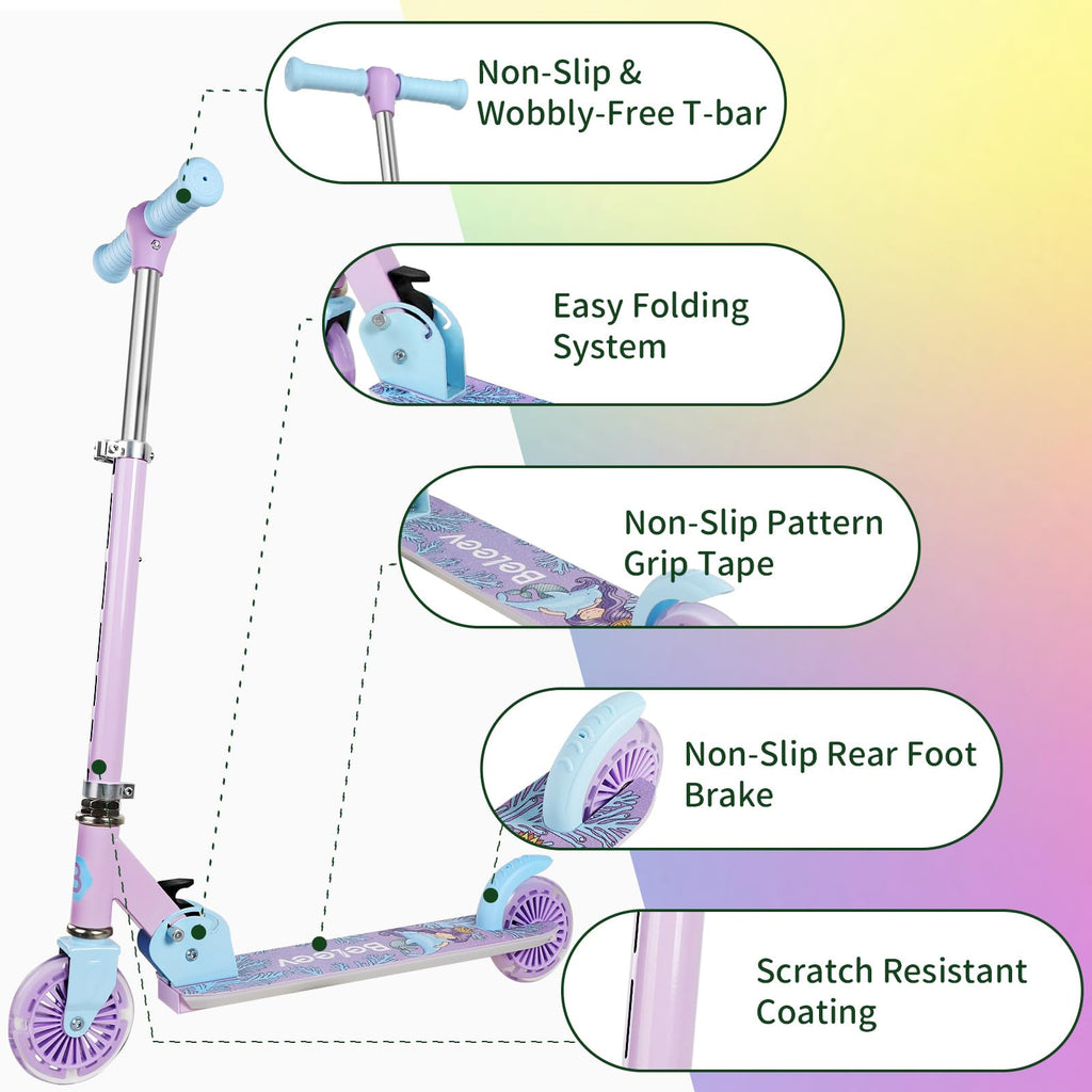 2 Wheel Folding Lightweight Kick Scooter with Light-Up Wheels F6321