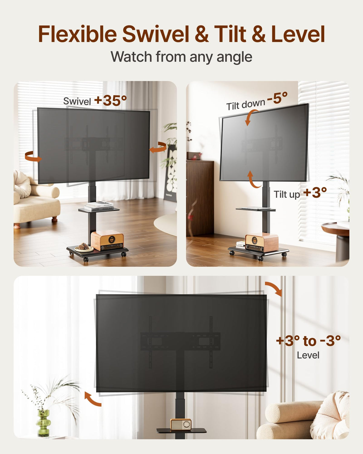 Rolling TV Stand with Power Outlet for 32-75 inch TVs G227020