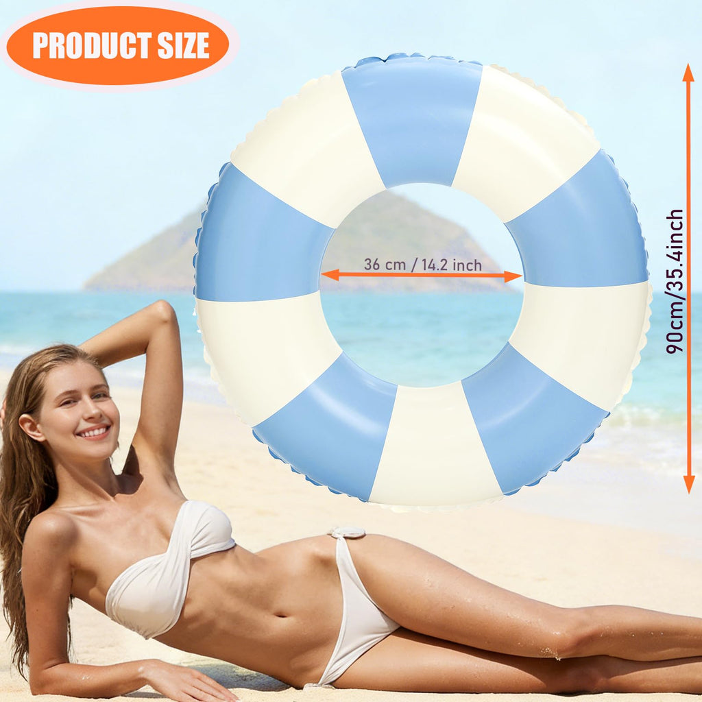 Large Inflatable Pool Float 36 Inch Striped Swim Rings G6342