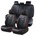 Black & Red Leather Car Seat Covers Full Set C374