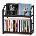 2 Tier CD Storage Rack Holds 60 Cases Brown O13546