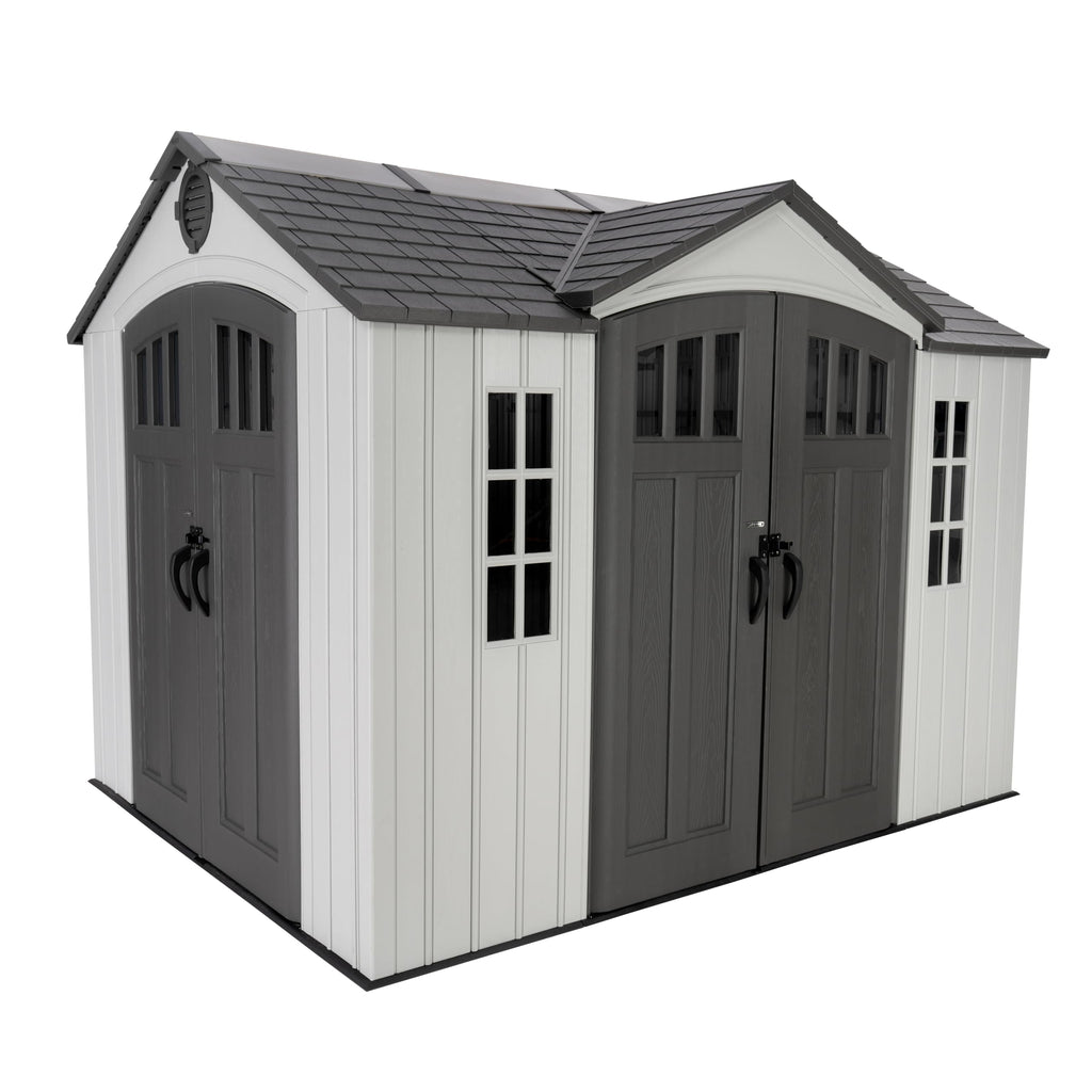 10x8 Ft Gray Resin Outdoor Storage Shed with Double Doors I8165