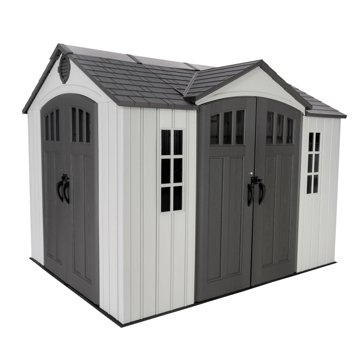 10x8 Ft Gray Resin Outdoor Storage Shed with Double Doors I8165