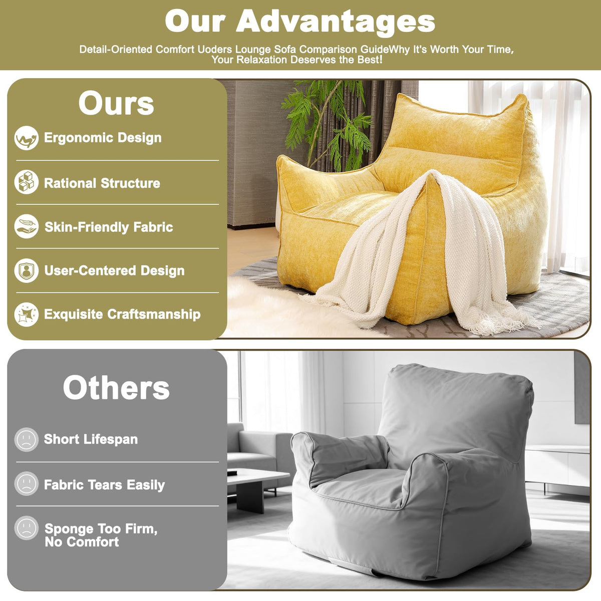Fluffy Bean Bag Chair Z483651