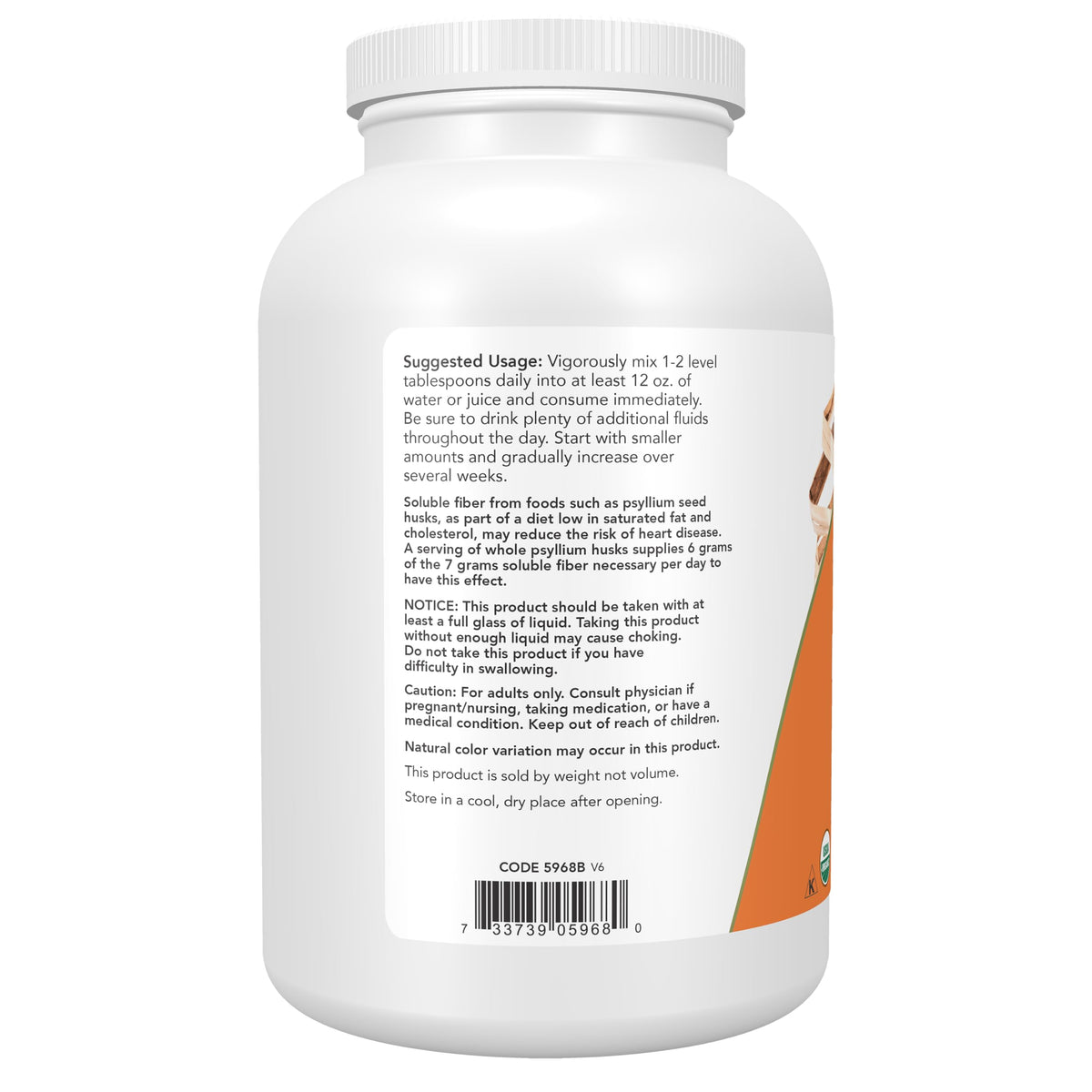 Organic Whole Psyllium Husks 12 oz B6062