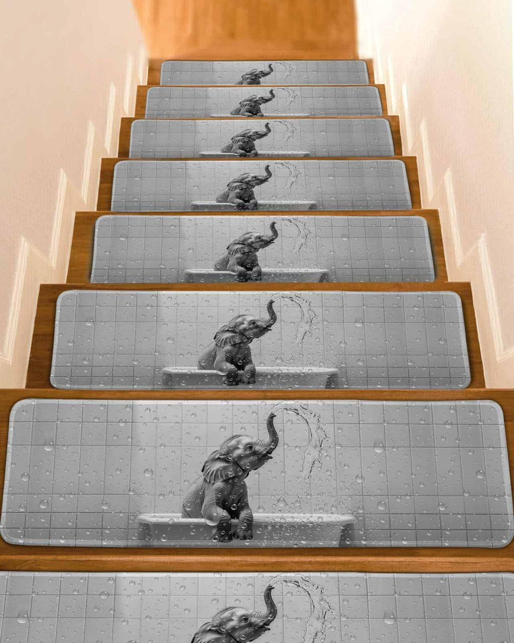 Grey Peel and Stick Stair Treads 8''x30'' 10PCS J73524