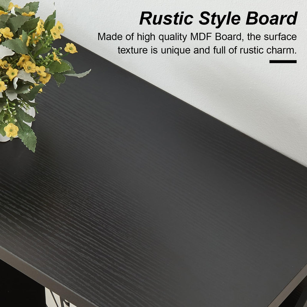 Black 3-Tier Engineered Wood Bookshelf D681