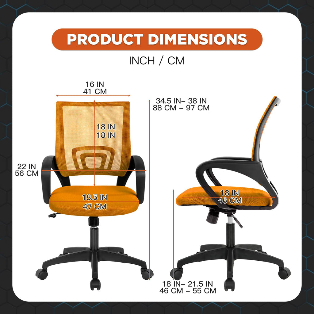 Orange Mesh Ergonomic Office Chair with Lumbar Support I724915