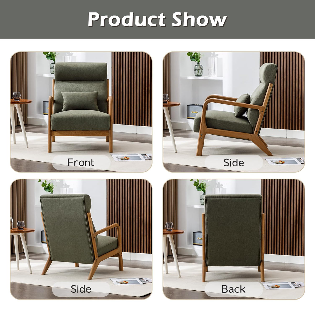 Green Mid Century Modern Accent Chair Set of 2 V883517
