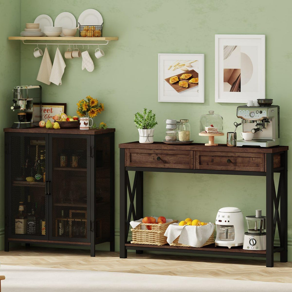 Rustic Oak 47 Inch Console Table with 2 Drawers Q22514