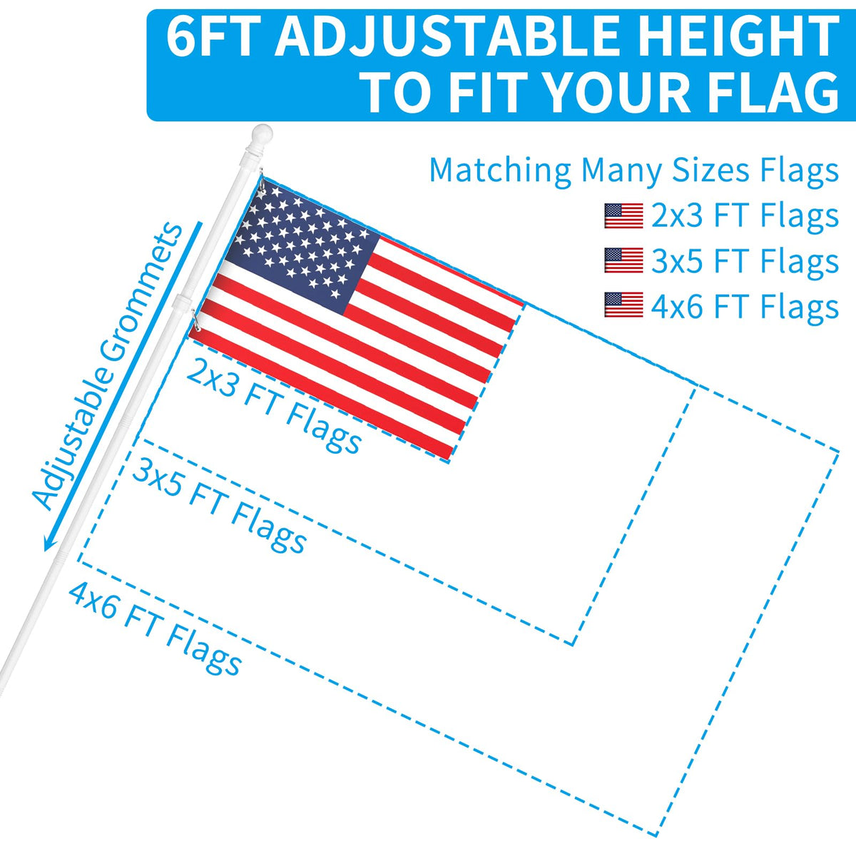 6 FT Stainless Steel Tangle Free Flag Pole Kit M615920