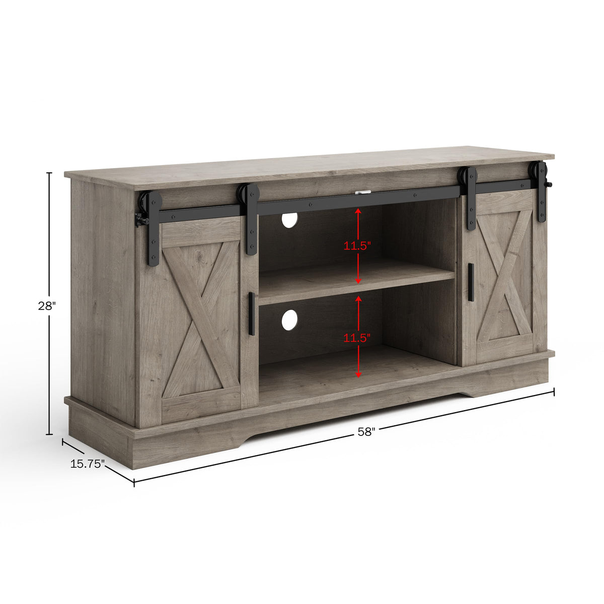 65-Inch TV Stand with Sliding Barn Doors E9299