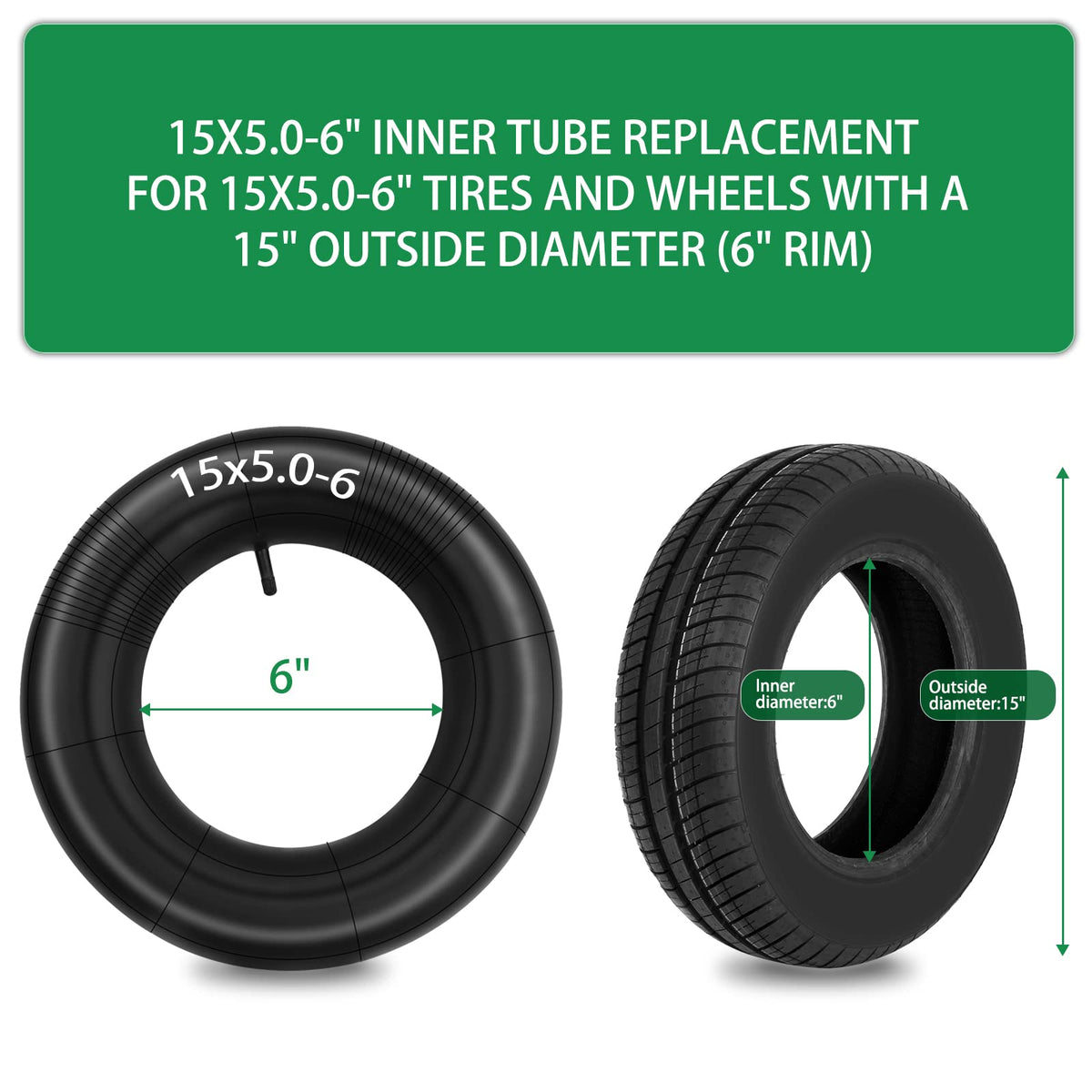 15x6.00-6 Inner Tube with TR-13 Straight Valve Stem X256803