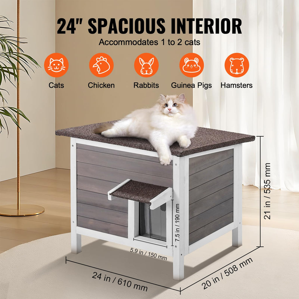 Weatherproof Wooden Outdoor Cat House A31996