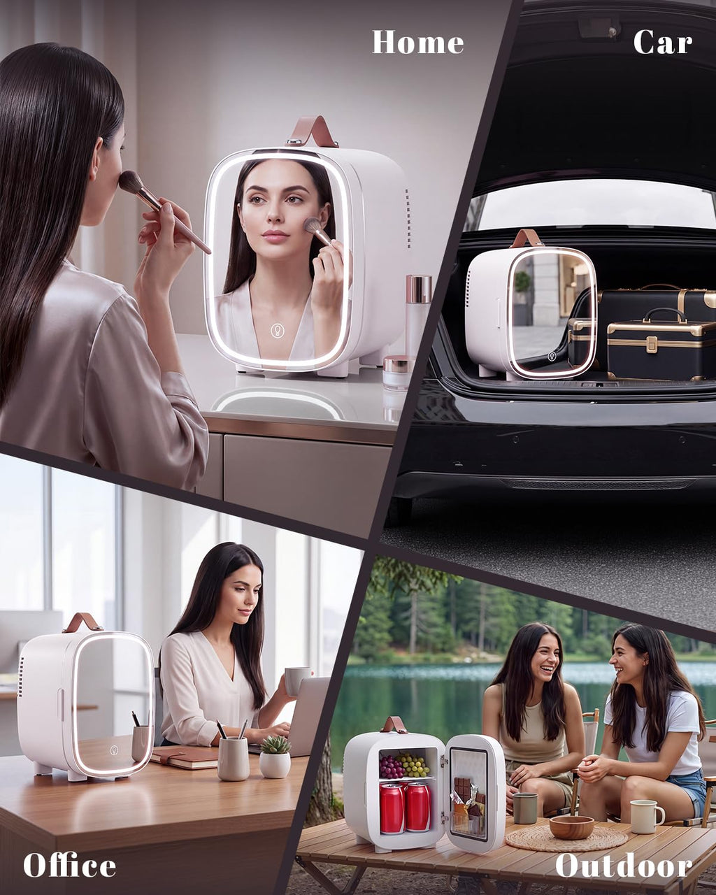 4 Liter 6 Can Portable Mini Fridge with LED Mirror V20050