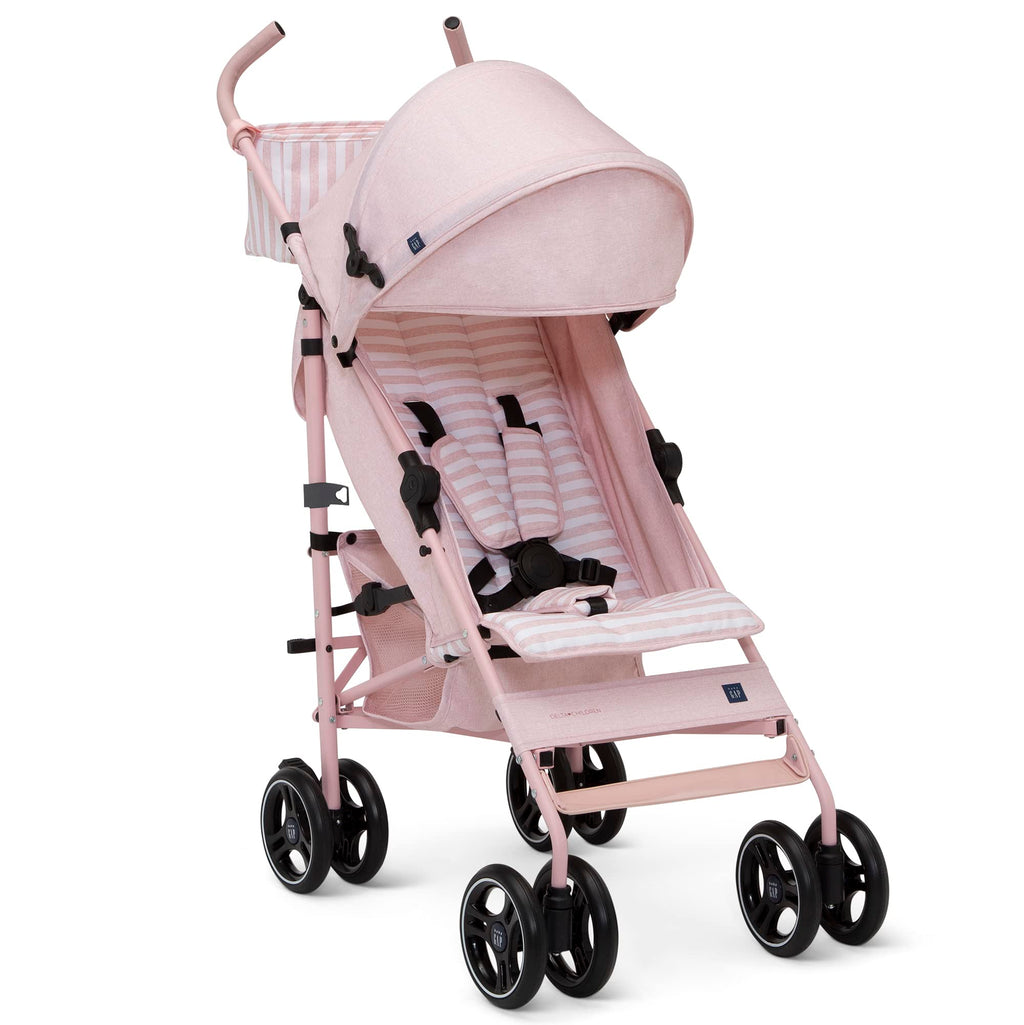 Lightweight Stroller with Recline, Compact Fold & Removable Parent Organizer, Pink Stripes K5134