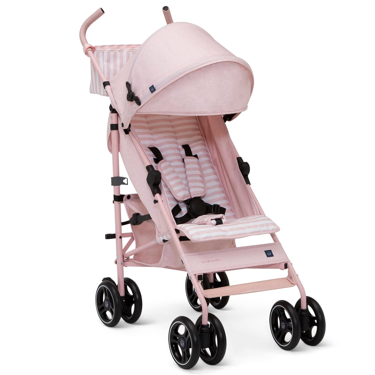 Lightweight Stroller with Recline, Compact Fold & Removable Parent Organizer, Pink Stripes K5134