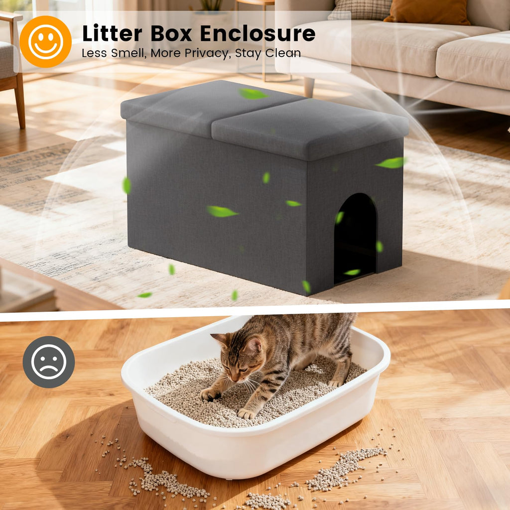 Dark Grey Cat Litter Box Enclosure V939452