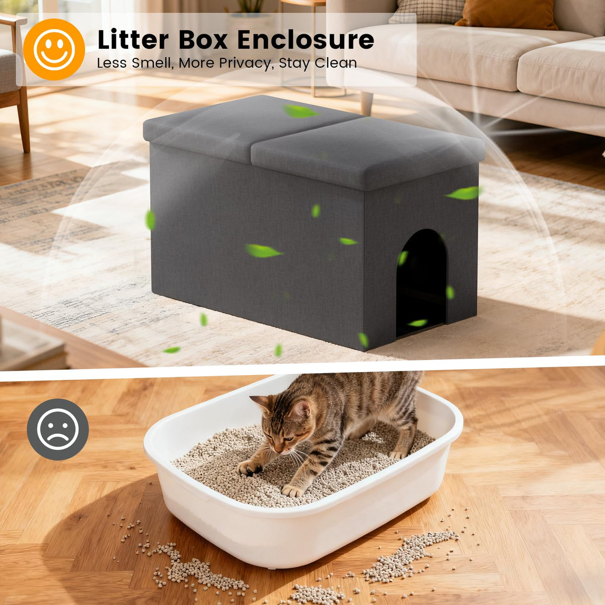 Dark Grey Cat Litter Box Enclosure V939452