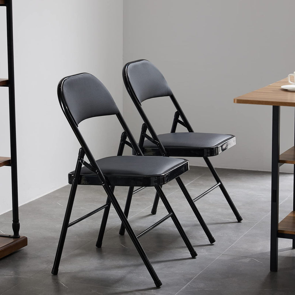 Black Folding Chairs with Padded Seats, 10 Pack R4580
