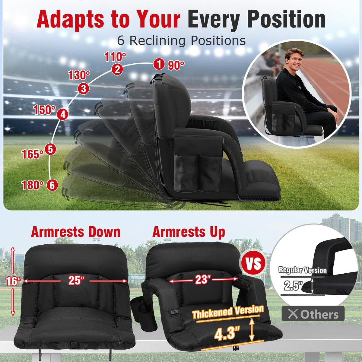 Heated Stadium Seats with Back Support 2 Pack K137