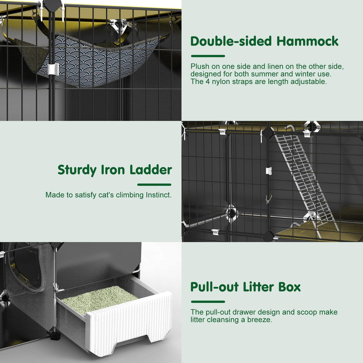 3-Tier Cat Cage with Litter Box A734