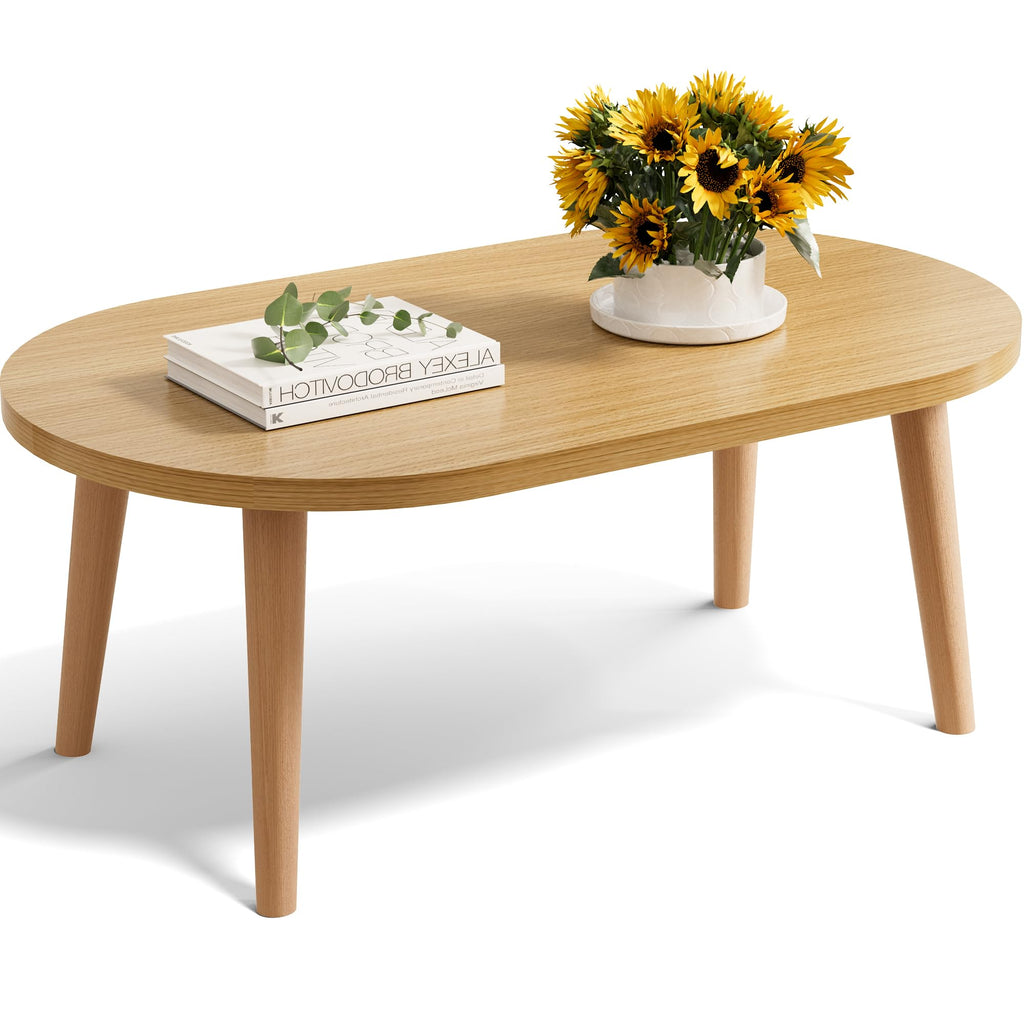 Small Oval Coffee Table with Solid Wood Legs R22170
