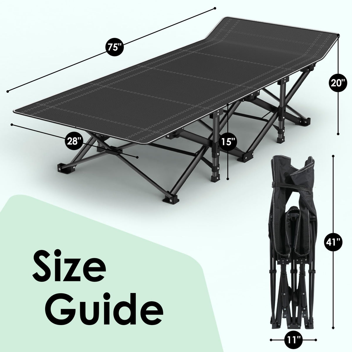 Folding Camp Cot with Cushion X6596