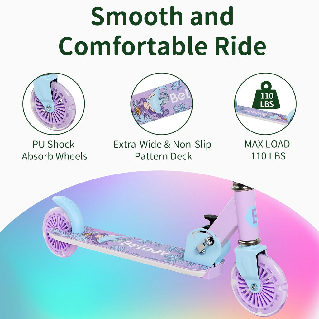 2 Wheel Folding Lightweight Kick Scooter with Light-Up Wheels F6321