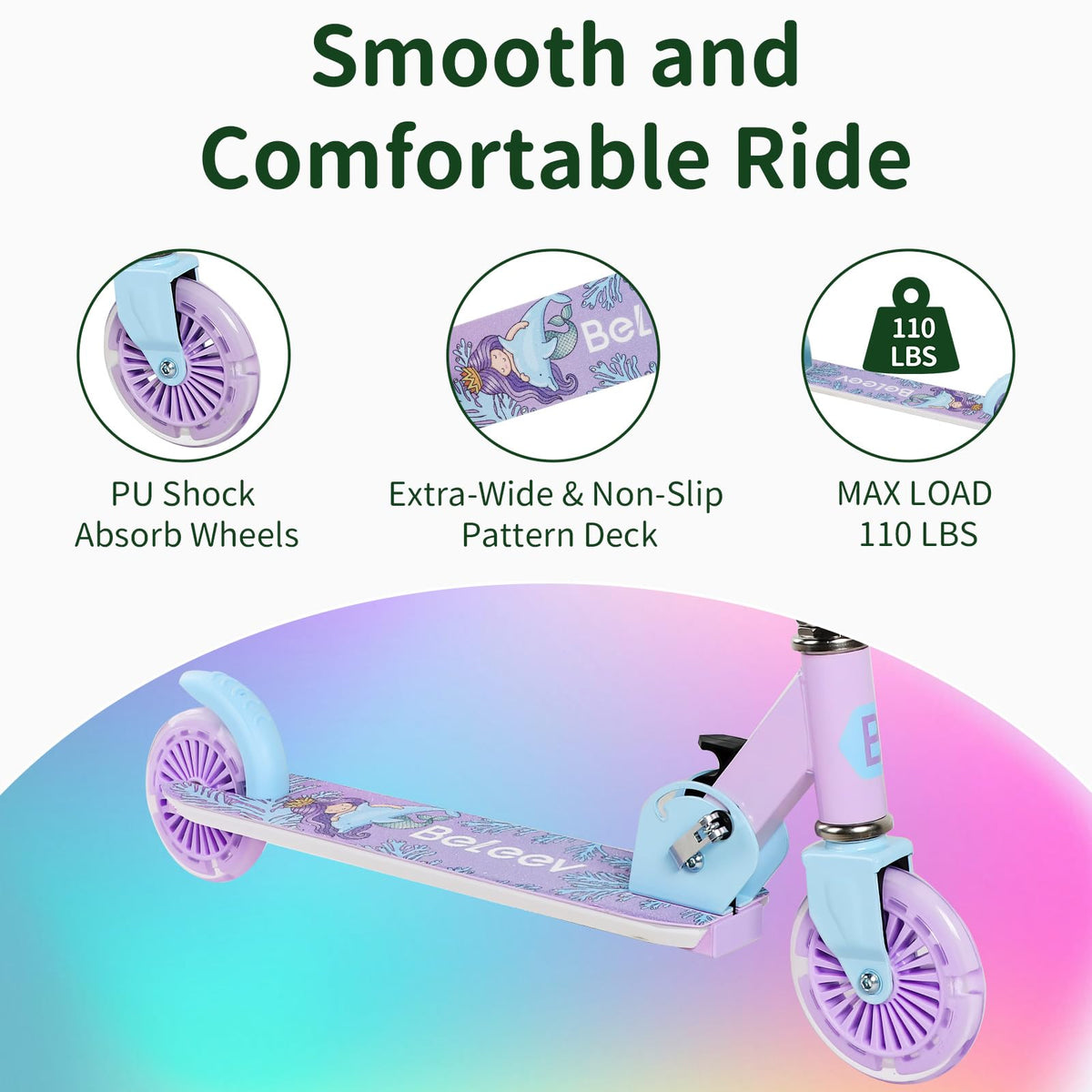 2 Wheel Folding Lightweight Kick Scooter with Light-Up Wheels F6321