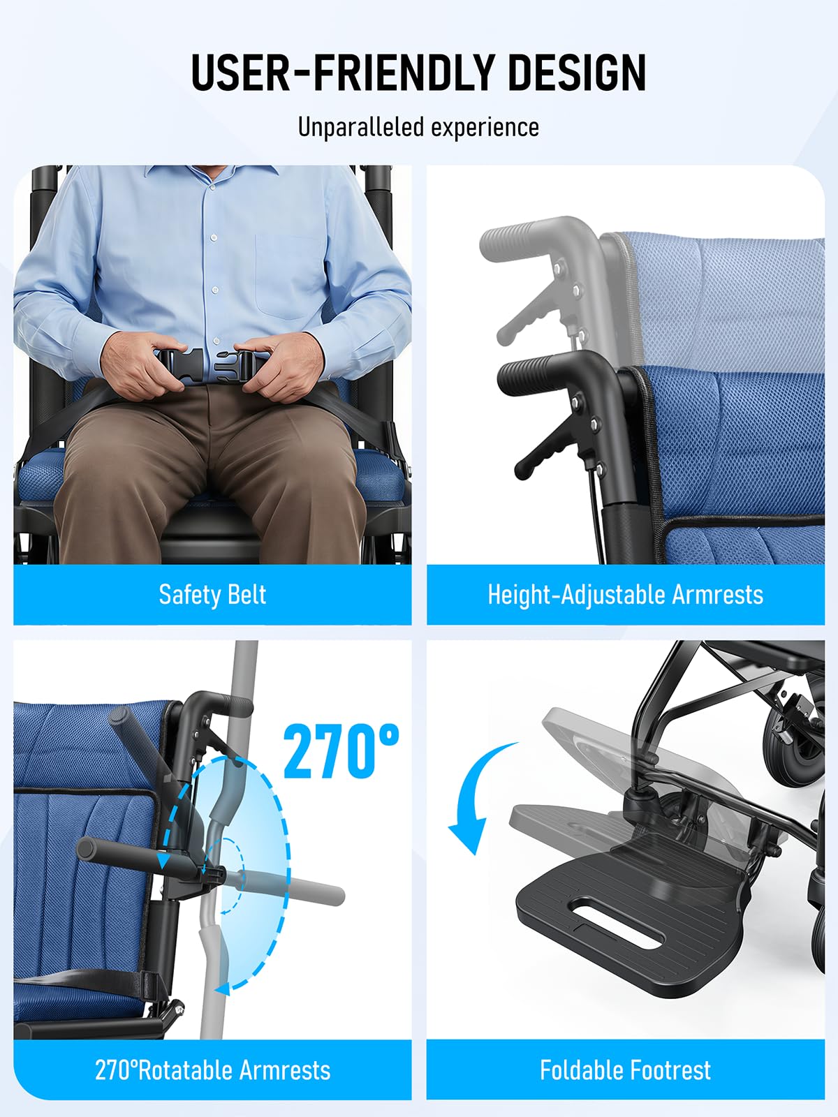 Blue Transport Wheelchair X4316