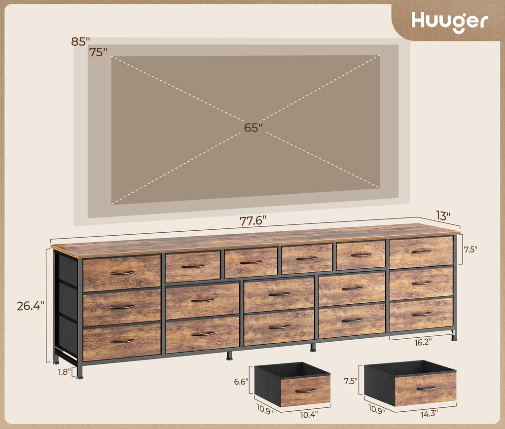 77.6" 16 Drawer Fabric Dresser K278110