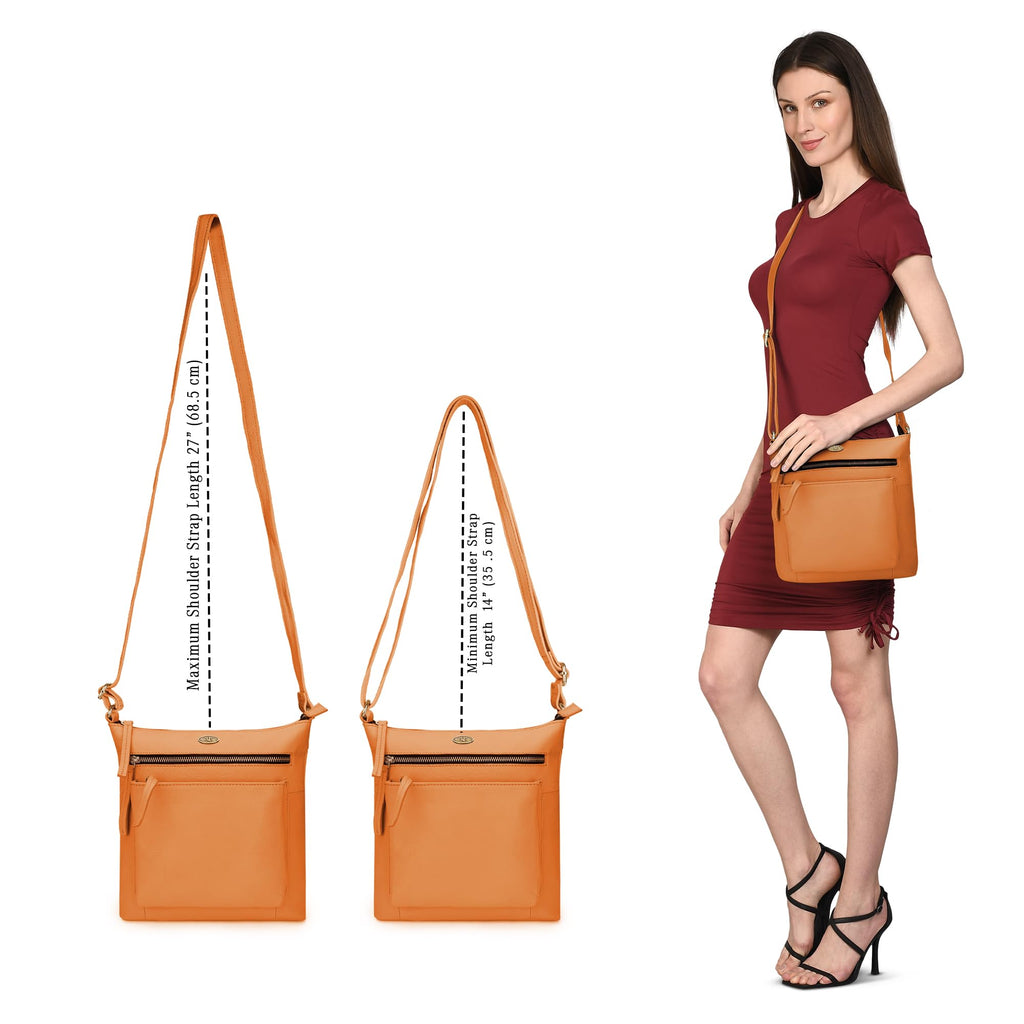 Light Brown Genuine Leather Crossbody Bag V307687