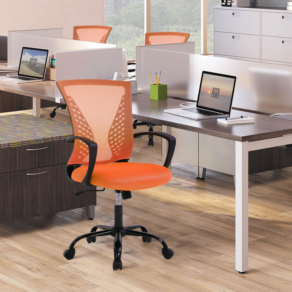 Orange Adjustable Mesh Ergonomic Office Chair with Lumbar Support J555965