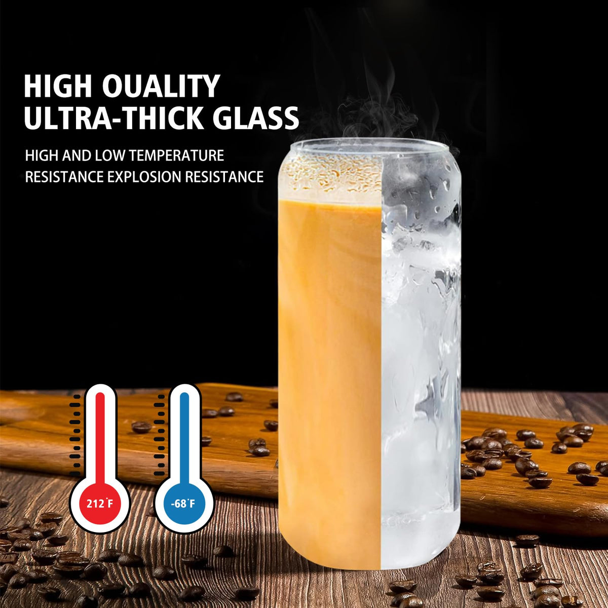 20 oz Glass Cups with Lids and Straws Set of 2 G959865