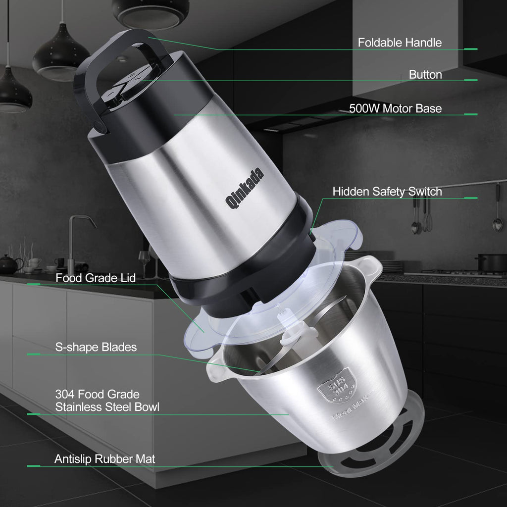 Food Processor 500W Meat Grinder 14Cup Stainless Steel Bowl J524