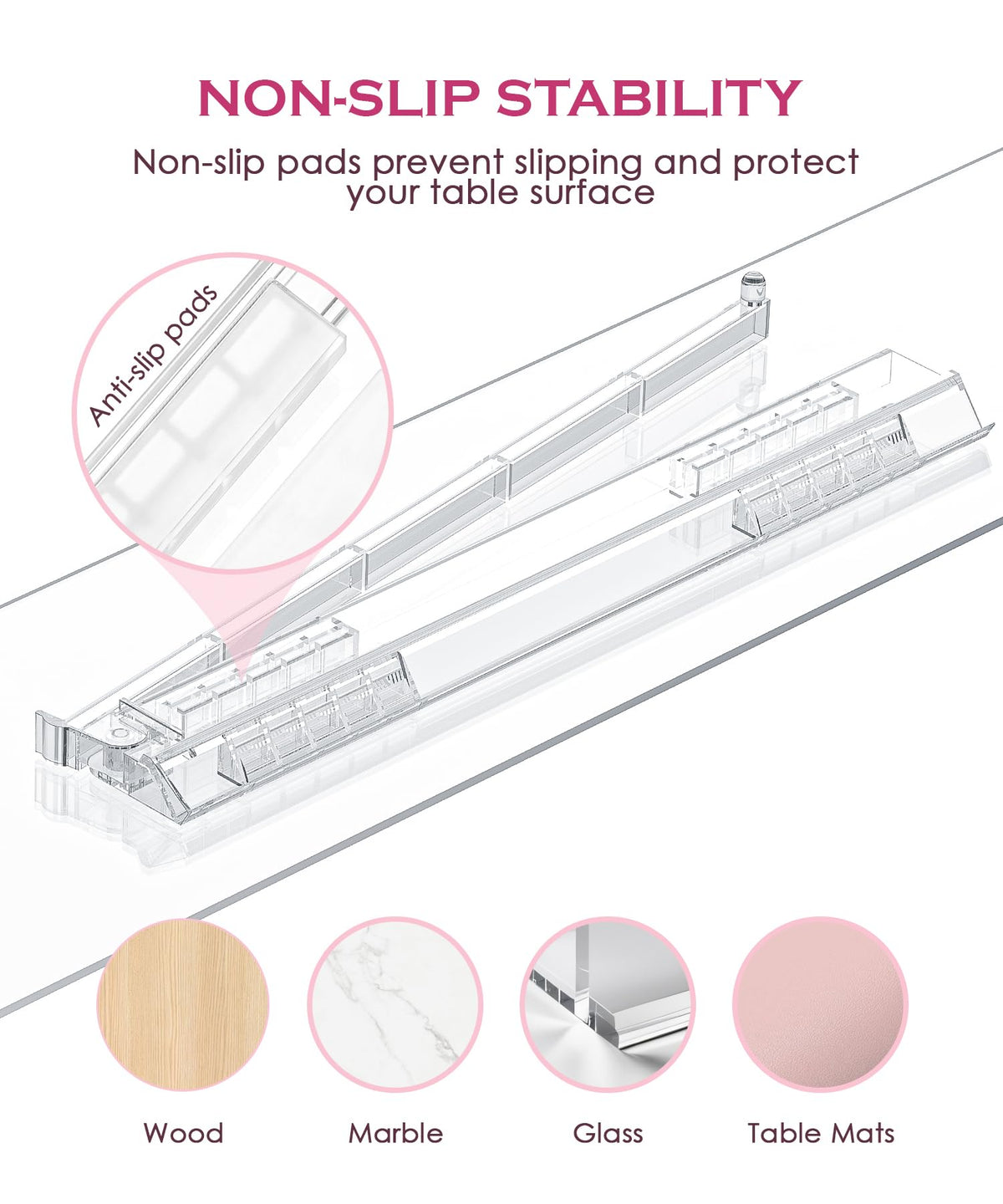 Set of 4 Clear Acrylic Non-slip Mahjong Racks with Pushers H4675