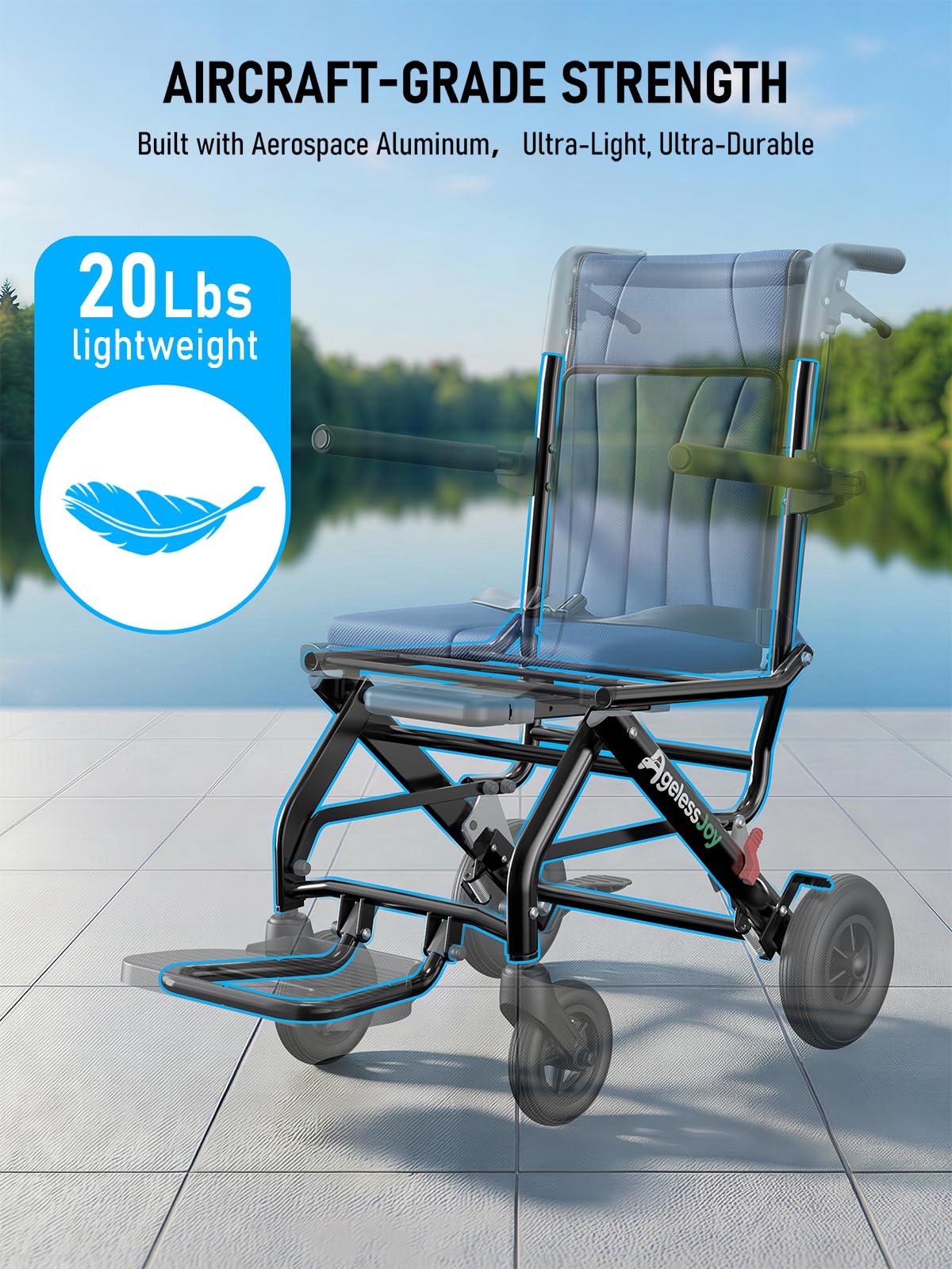 Blue Transport Wheelchair X4316