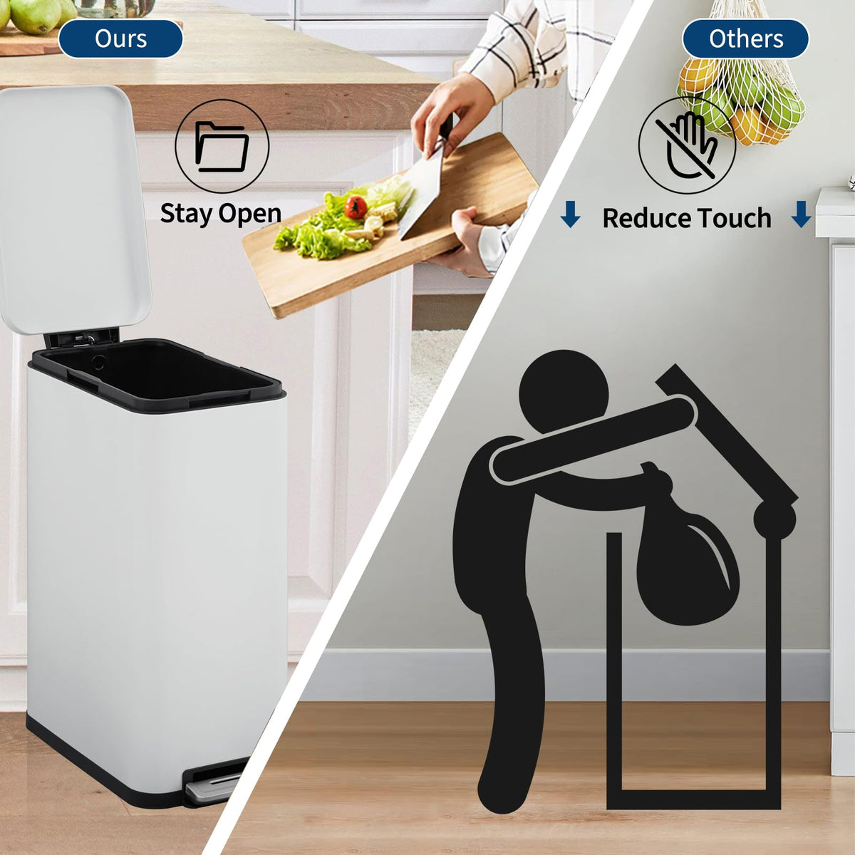 50L Stainless Steel Slim Kitchen Trash Can D33852