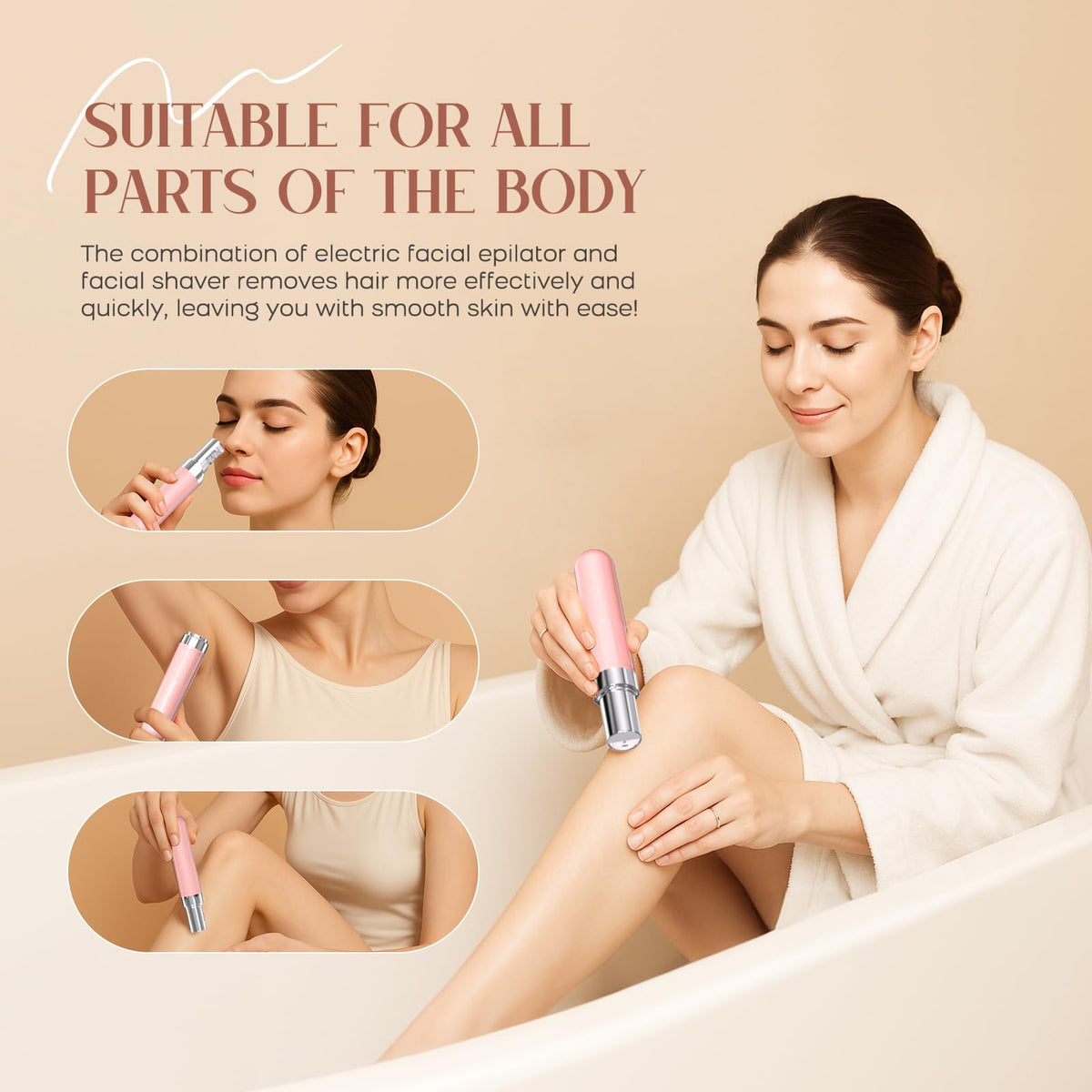 2-in-1 USB Rechargeable Electric Facial Hair Remover with LED Light V4577