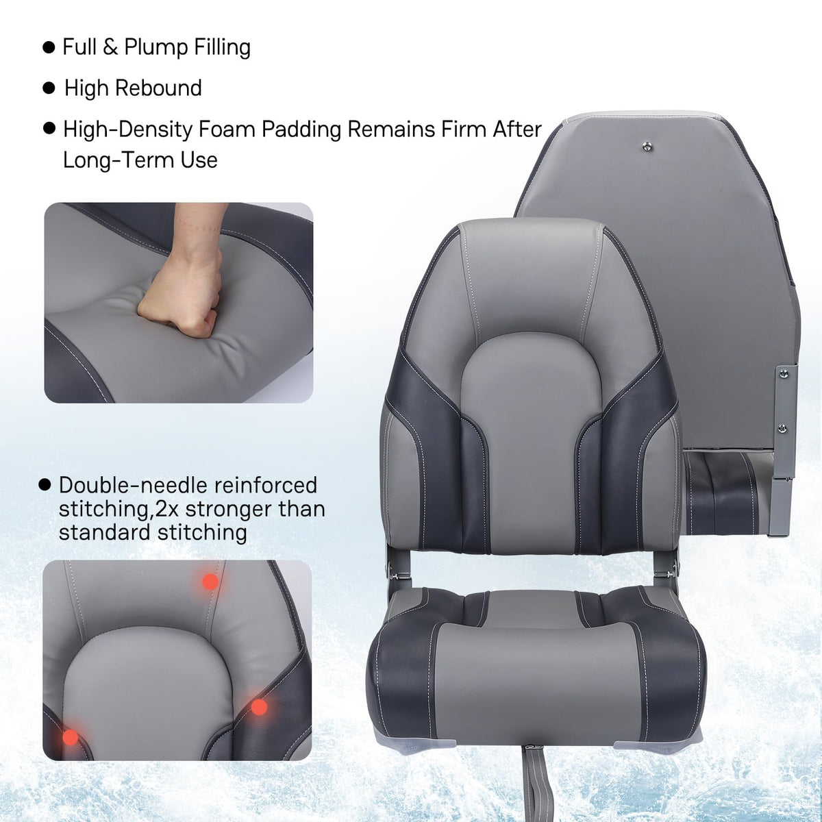 2 Pack High Back Folding Boat Seats X1124