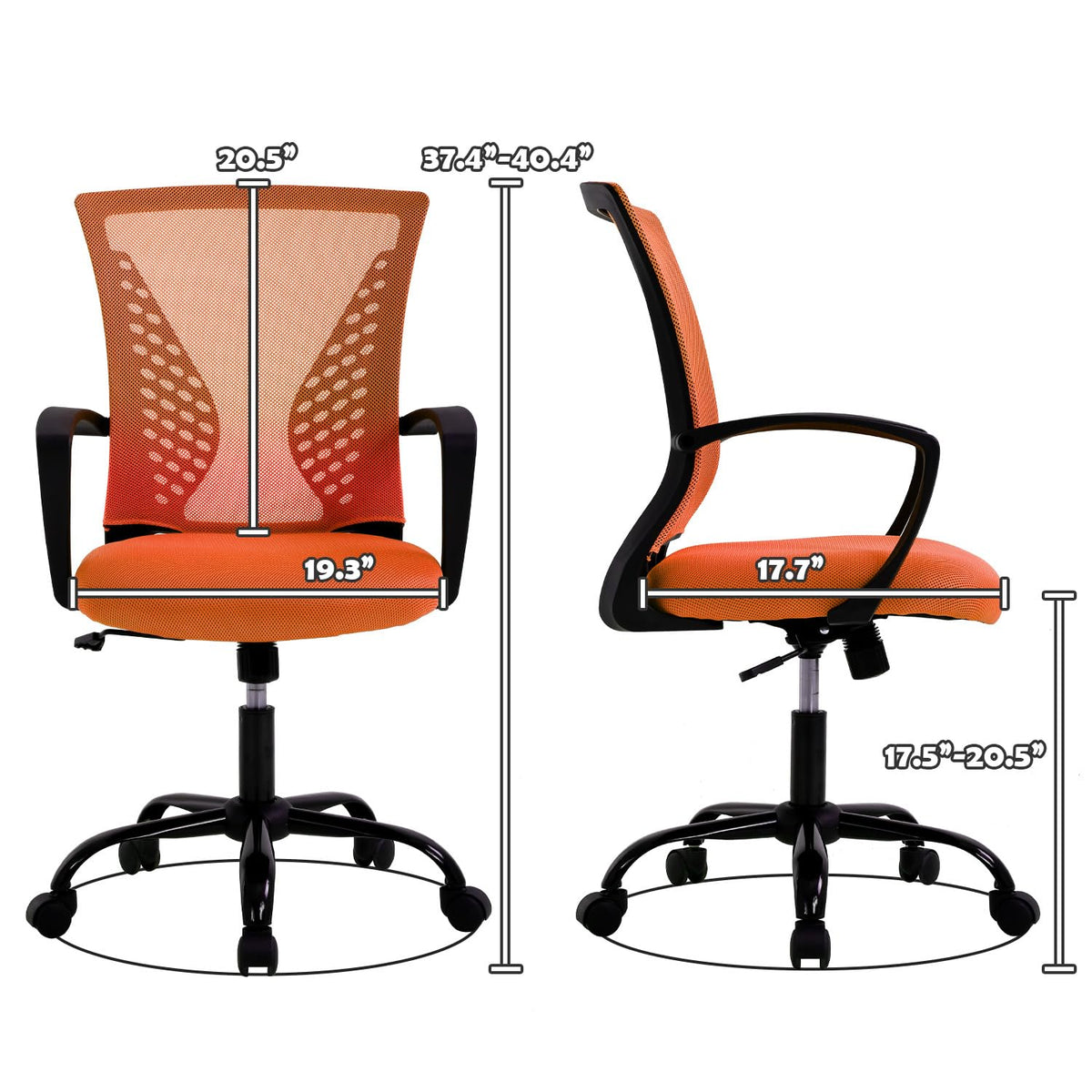 Orange Adjustable Mesh Ergonomic Office Chair with Lumbar Support J555965
