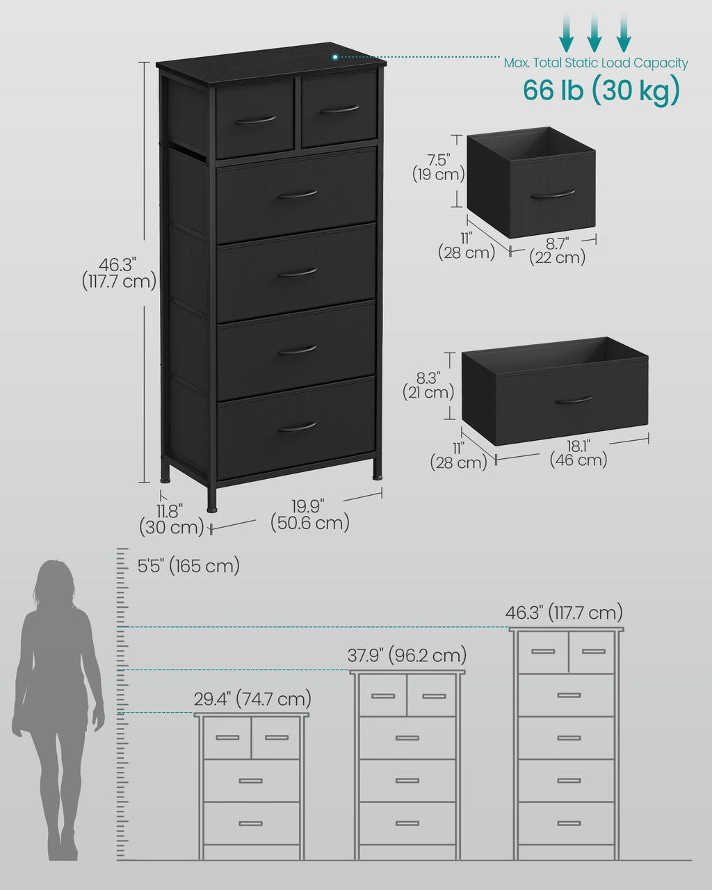 Tall Dresser with 6 Fabric Drawers H242776