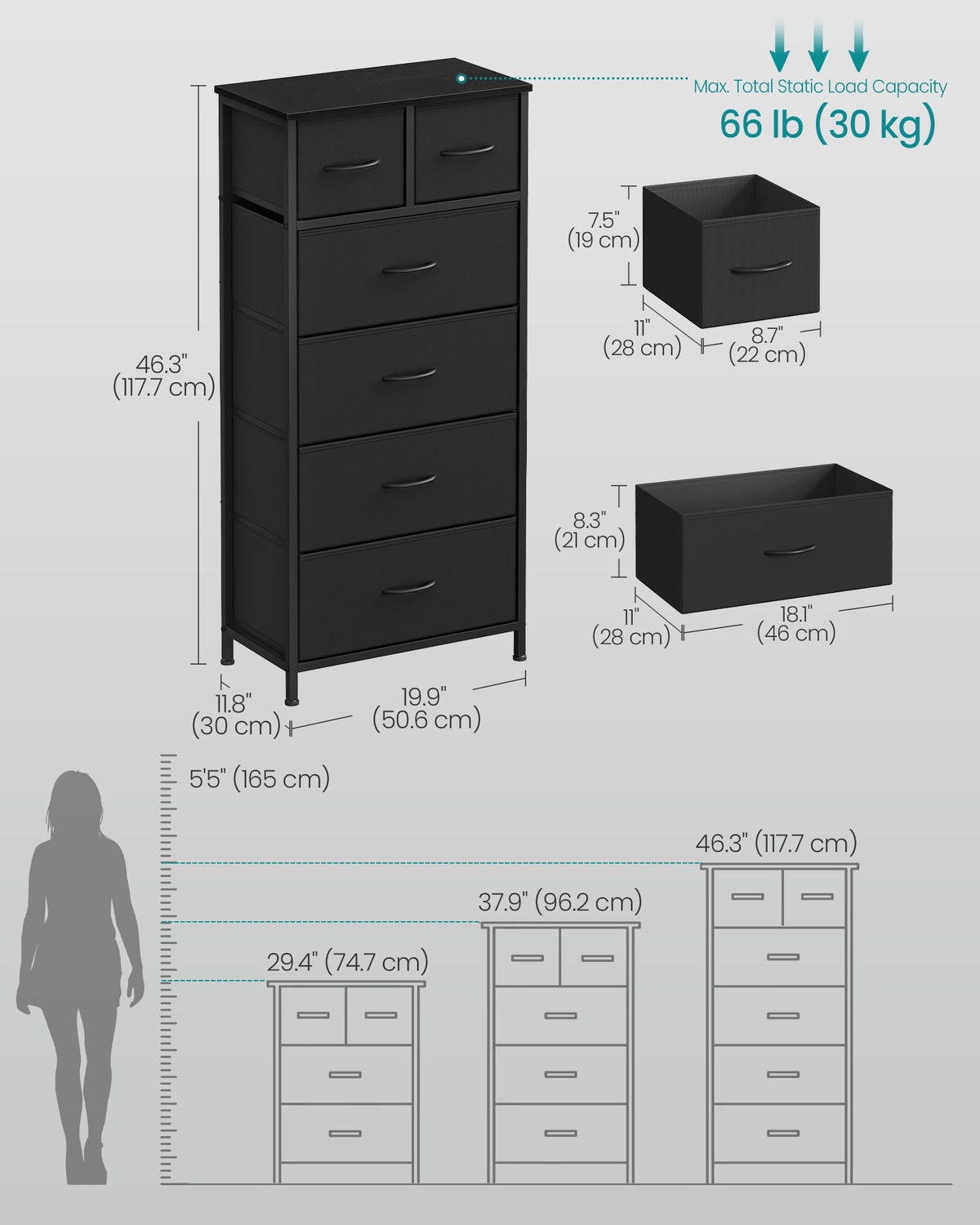Tall Dresser with 6 Fabric Drawers H242776