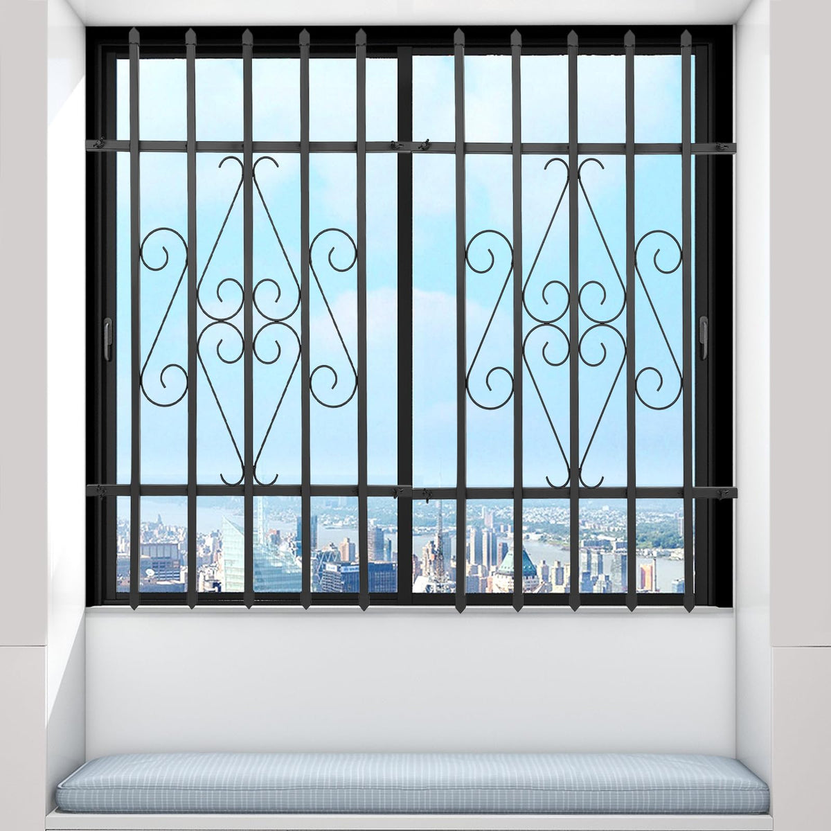 24 x 36 Inch Heavy Duty Iron Window Security Bars, Black 2 Pack R365