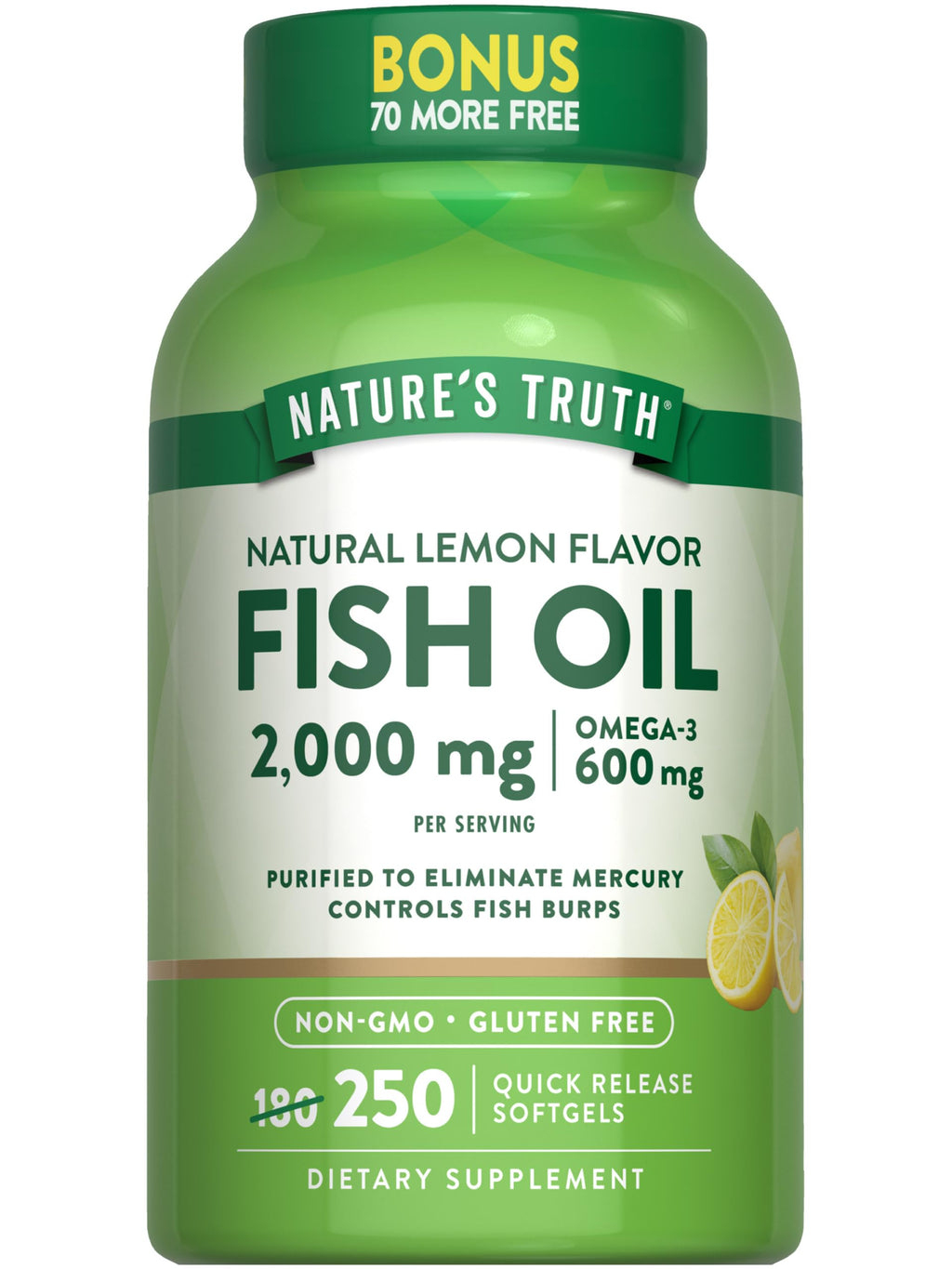Fish Oil 2000 mg 600 mg Omega 3 250 Softgels I553237