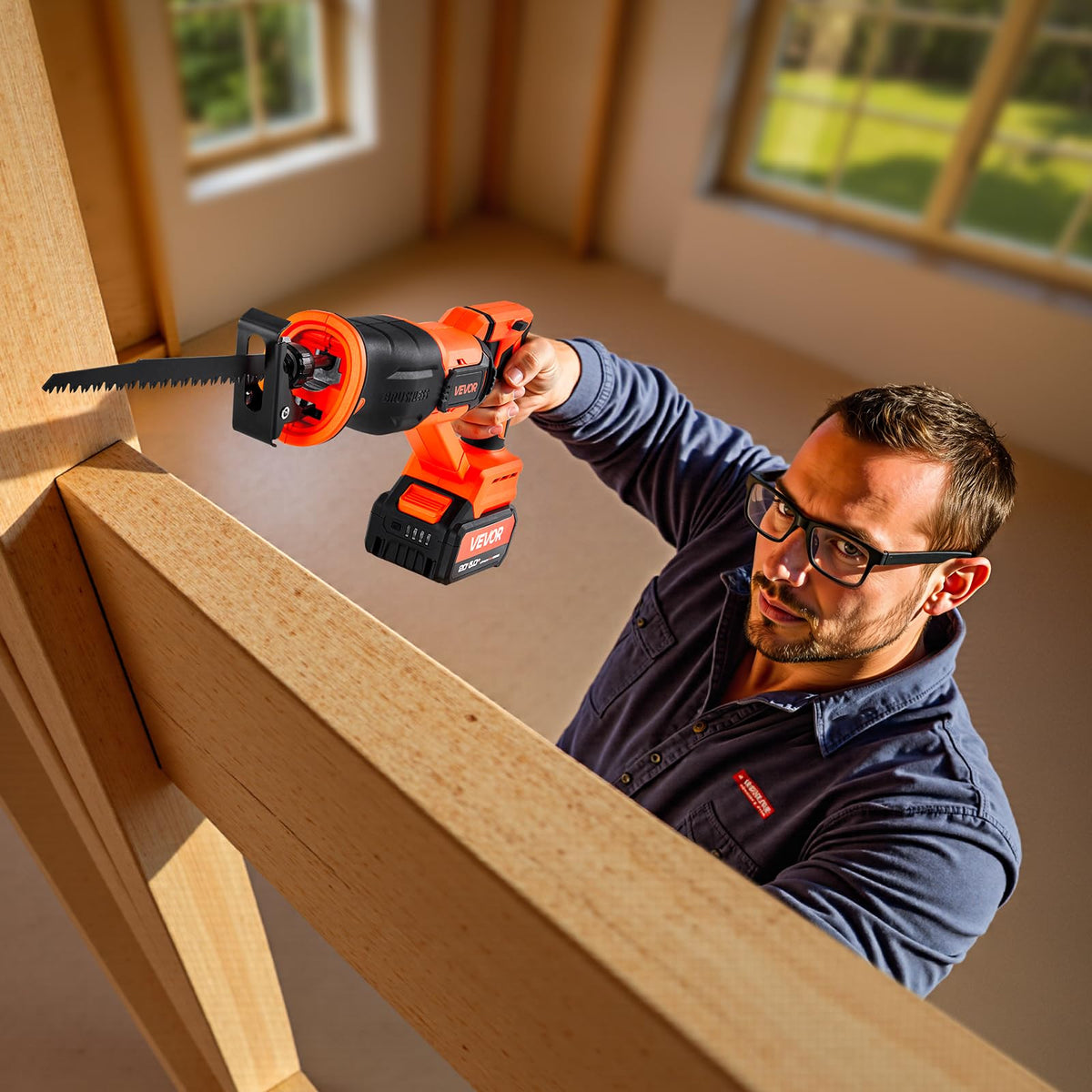 20V Cordless Reciprocating Saw with Battery, 8 Blades, and Carrying Bag A49937
