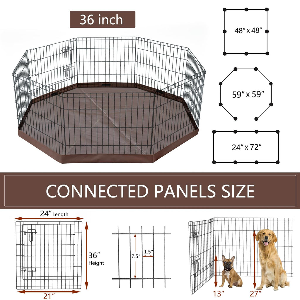 Foldable Metal Dog Playpen 8 Panels 36 Inch B39618
