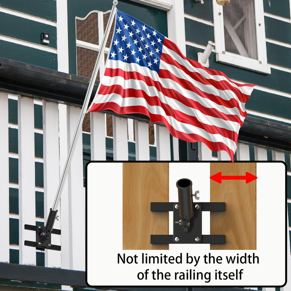 White Flagpole Mount for Round and Square Railing J120